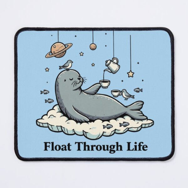 Item preview, Float Through Life – Whimsical Seal on Cloud designed and sold by Dogandesighn.