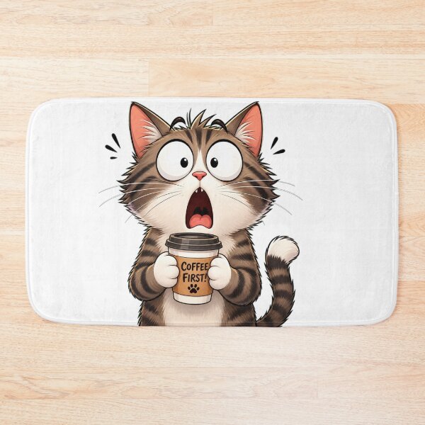 Item preview, Coffee First! Funny Cute Cat Holding Coffee Cup | Cozy Cat Lover Design designed and sold by MedRoh.