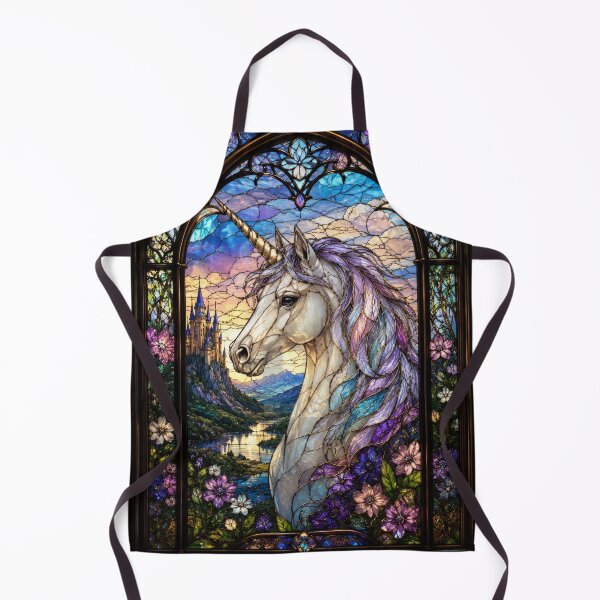 Item preview, Unicorn Stained Glass Window Fantasy Cathedral Art designed and sold by pinkal.