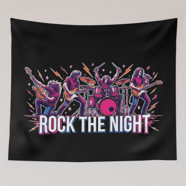 Item preview, music band Colorful Rock Band Stage Illustration Vibrant Neon Lights designed and sold by Uglyandcute.
