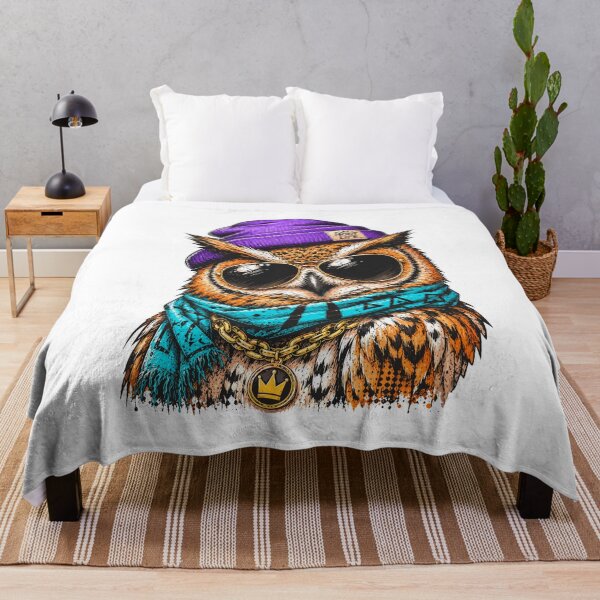 Item preview, Hip Hop Owl Wearing Purple Beanie Sunglasses and Blue Bandana Streetwear Graphic designed and sold by Krincydigitalart.