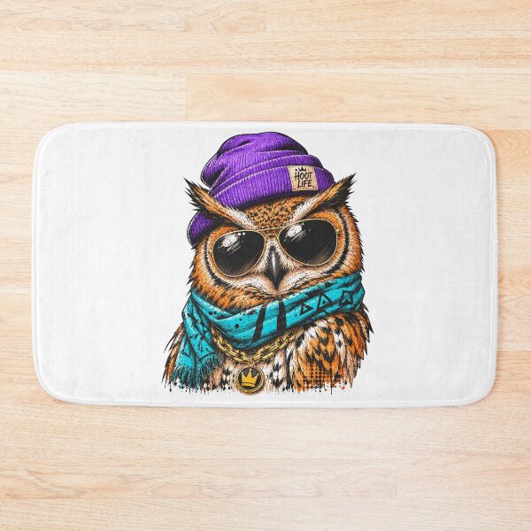 Item preview, Hip Hop Owl Wearing Purple Beanie Sunglasses and Blue Bandana Streetwear Graphic designed and sold by Krincydigitalart.