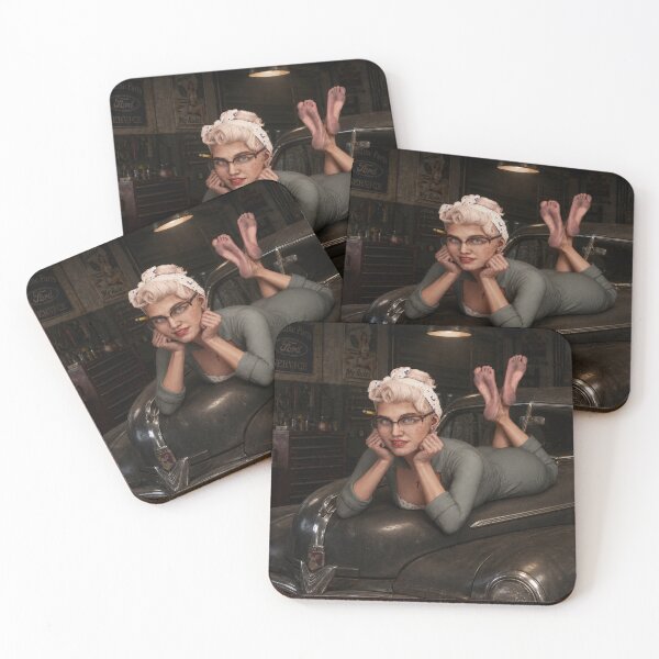 Item preview, GREASETTE - On The Hood - Pinup designed and sold by FoozGirlz.