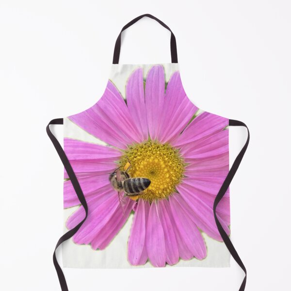 Item preview, Vibrant Pink Aster Flower with Honeybee Cutout designed and sold by BalkanBloom.