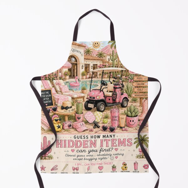 Item preview, Hairstylist Hidden Items Apron | Pink Desert Resort I Spy | Salon & Golf Lover Gift designed and sold by GENEVA1125.