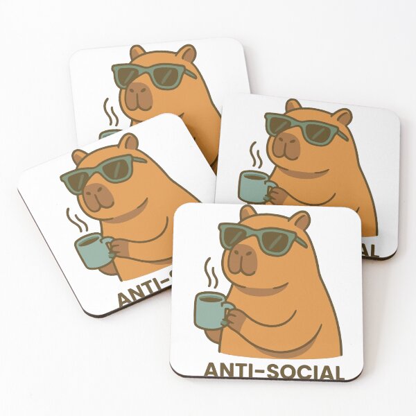 Item preview, Cool Capybara Drinking Coffee Sunglasses Anti Social Cute Animal Clipart Vector Graphic Design  designed and sold by Keingdesign.