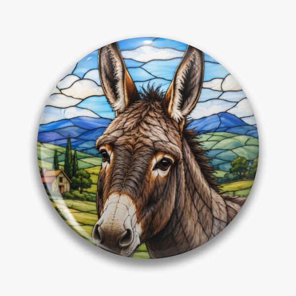 Item preview, Donkey Stained Glass Window Countryside Farm Animal Art designed and sold by pinkal.