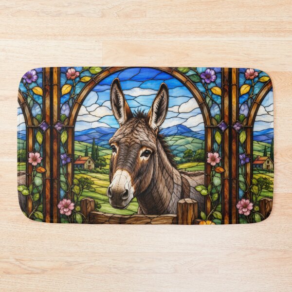 Item preview, Donkey Stained Glass Window Countryside Farm Animal Art designed and sold by pinkal.