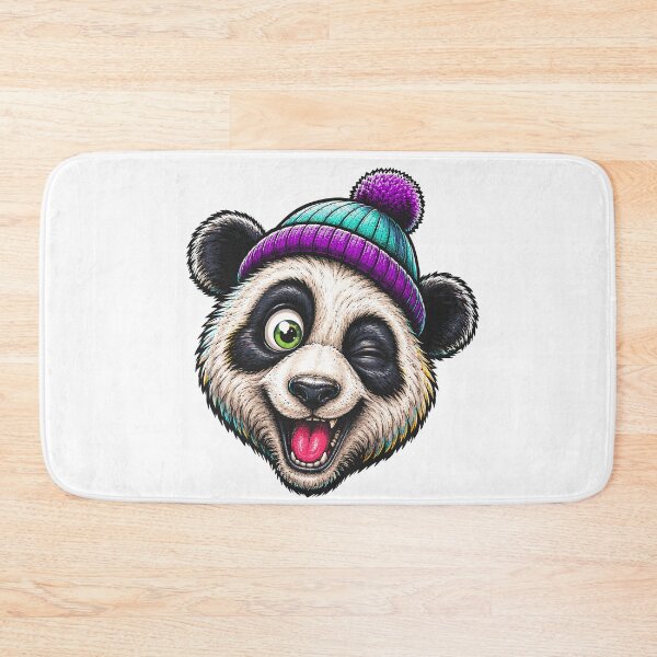 Item preview, Funny Winking Panda Wearing Colorful Winter Beanie Cute Street Style Graphic designed and sold by Krincydigitalart.