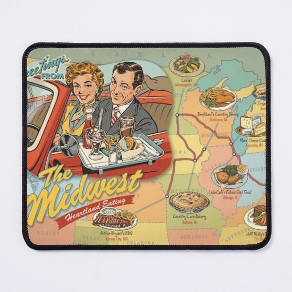 Item preview, Vintage Midwest Road Trip Food Map designed and sold by Designslap.