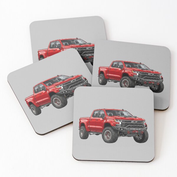 Item preview, Custom Chevrolet Silverado ZR2 Lifted Red Offroad Pickup Truck Illustration designed and sold by Motorline44.