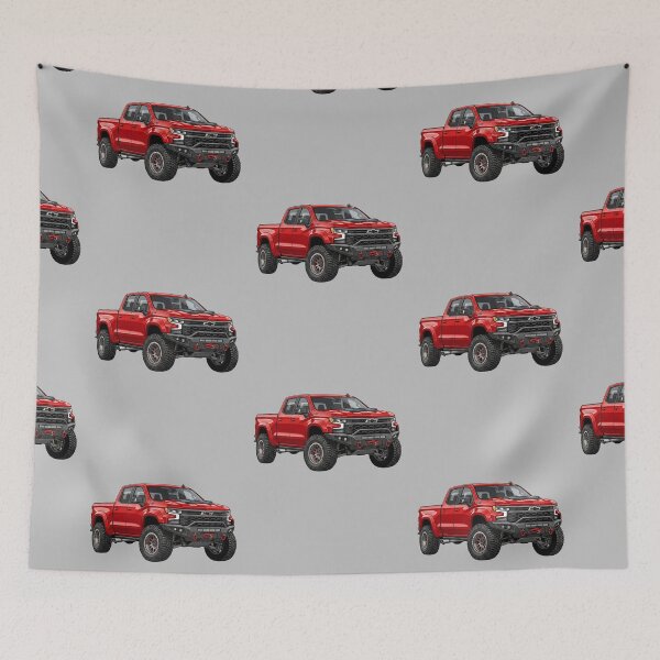 Item preview, Custom Chevrolet Silverado ZR2 Lifted Red Offroad Pickup Truck Illustration designed and sold by Motorline44.