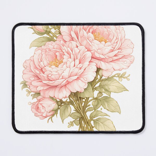 Item preview, Antique Watercolor Pink Peony Bouquet with Dewdrops  designed and sold by Jaideep Walia.