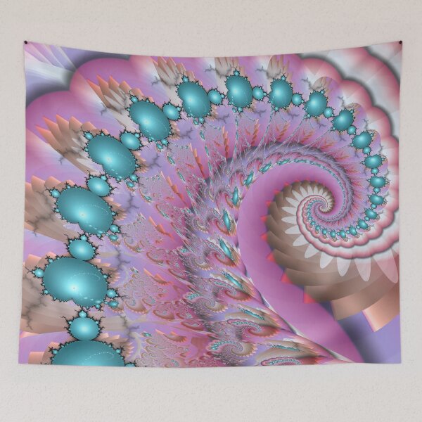 Item preview, Pastel Pink and Teal Fractal Spiral Abstract Art designed and sold by pinkal.