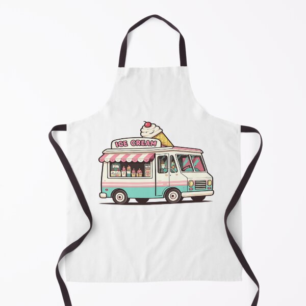 Item preview, Cute Retro Ice Cream Truck – Kawaii Summer Dessert Illustration designed and sold by ELVIN DESIGNS.