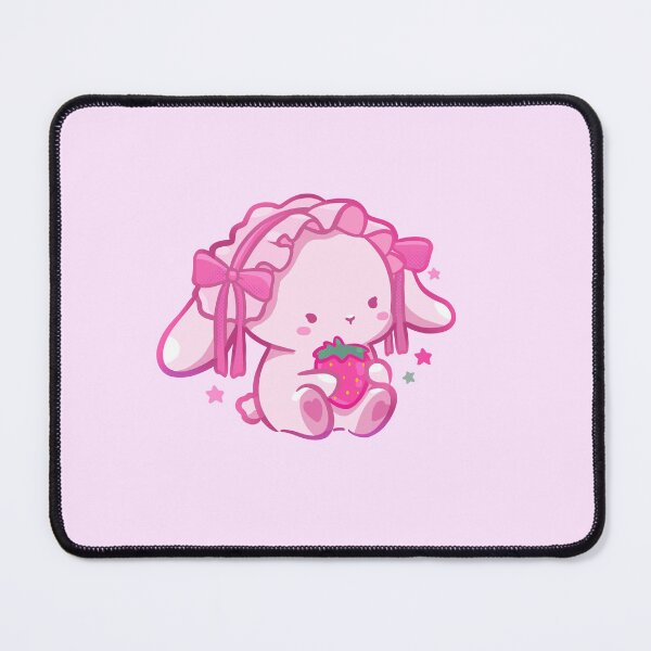 Item preview, cute minimalistic bunny strawberry lace bonnet kawaii designed and sold by Mypixieart.