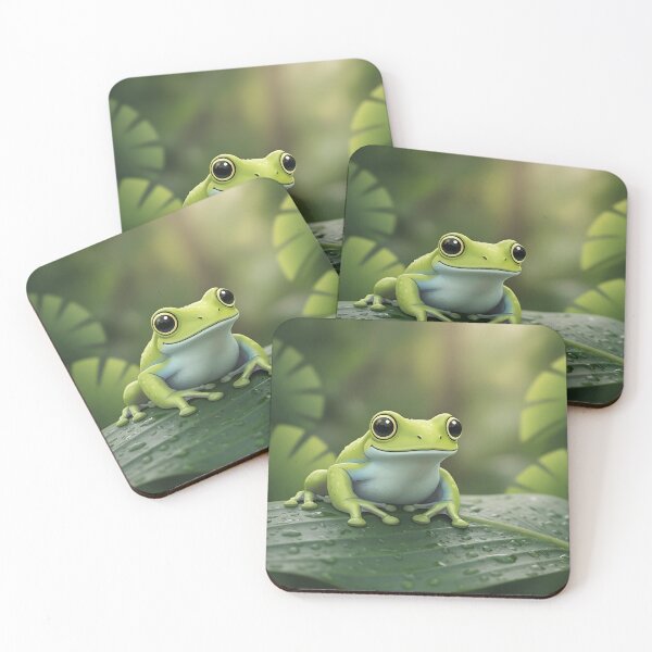 Item preview, Cute Green Tree Frog on Leaf Watercolor Illustration Sticker | Adorable Frog Nature Art designed and sold by LinaDesign Store.