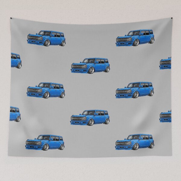 Item preview, Custom 2025 Ford Bronco Badlands Lowered Blue SUV Illustration designed and sold by Motorline44.