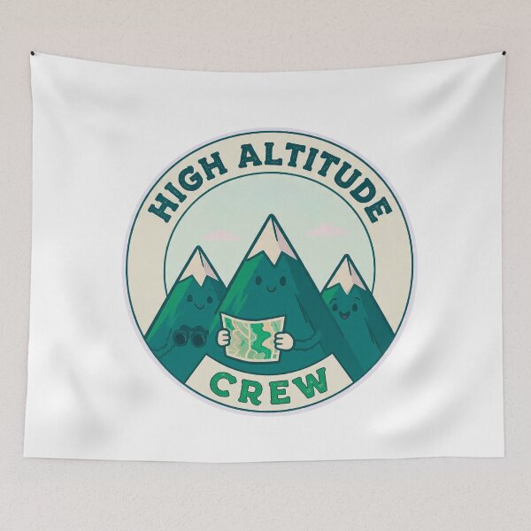 Item preview, High Altitude Crew Mountain Friends Hiking Cartoon Badge designed and sold by Gabe1983.