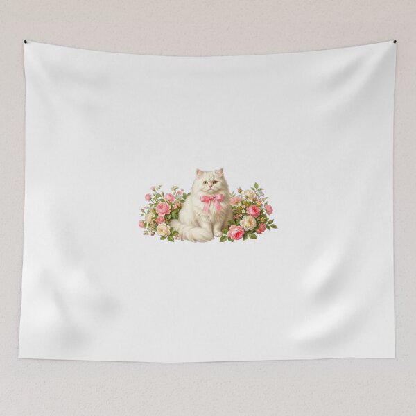 Item preview, Fluffy cat with roses  designed and sold by Artgirldhanya.