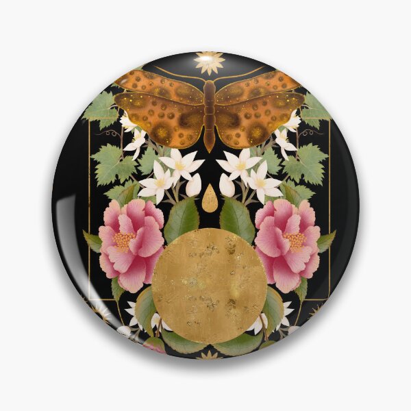 Item preview, Symmetrical Celestial Moth and Full Moon Pattern designed and sold by Grin Katalina Floral Patterns & Cozy Art.