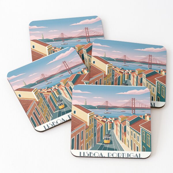 Item preview, Lisbon Portugal Vintage Travel Poster Tram and Bridge designed and sold by Paulo Costa Dias.