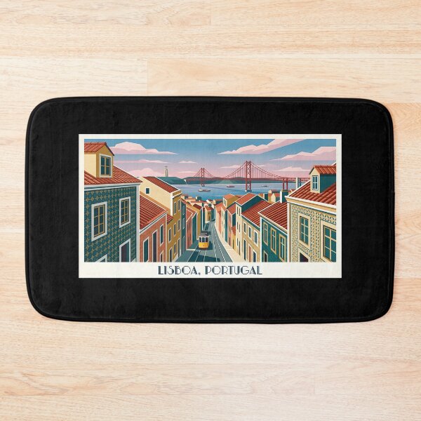 Item preview, Lisbon Portugal Vintage Travel Poster Tram and Bridge designed and sold by PauloCostaDias.