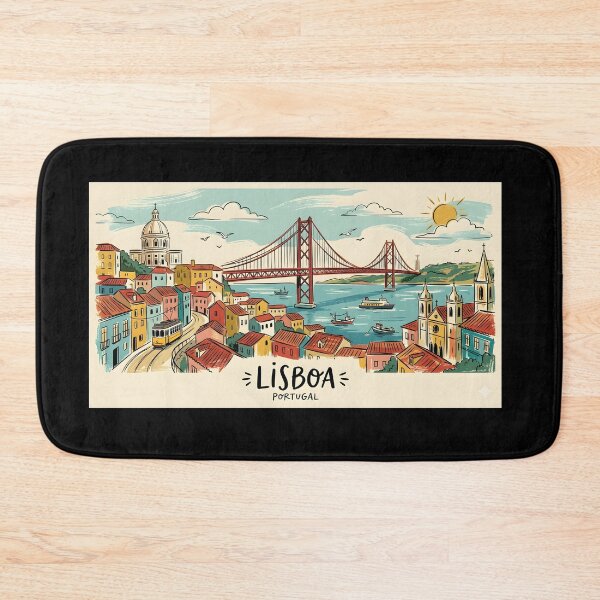 Item preview, Lisbon Cityscape Illustration Vintage Portugal Travel Art designed and sold by PauloCostaDias.
