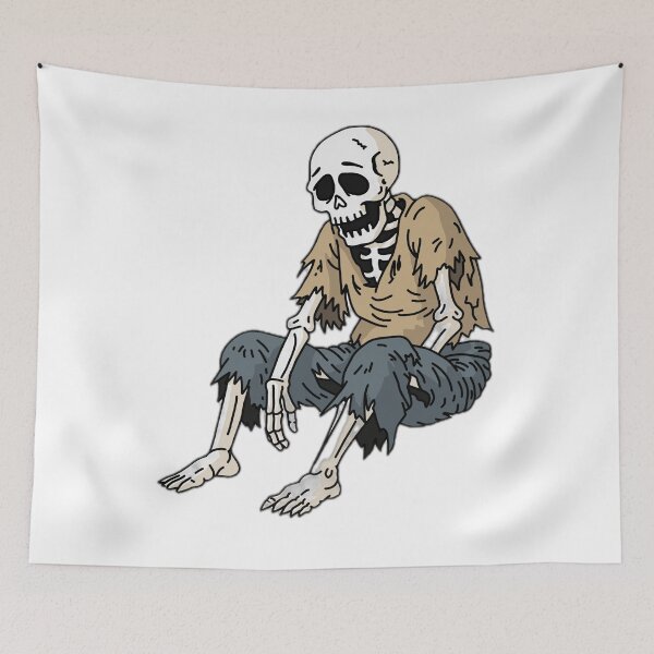 Item preview, Sitting Skeleton Weary Traveler Illustration designed and sold by DailyDoodlesBySumbul.