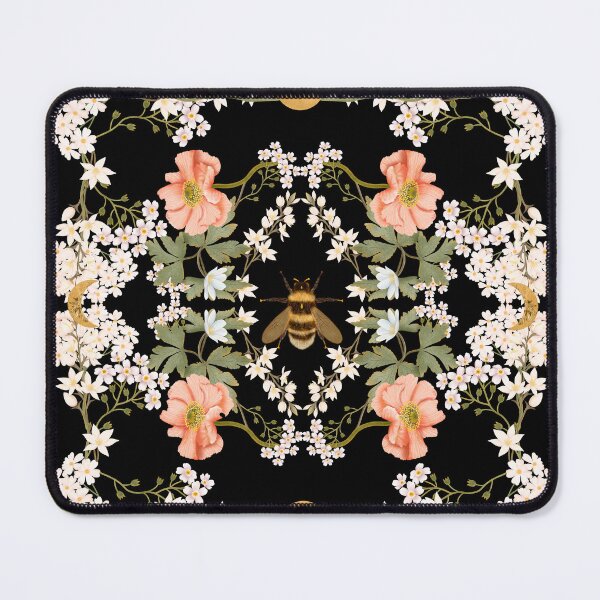 Item preview, Dark Academia Symmetrical Bee and Blossom Pattern designed and sold by Grin Katalina Floral Patterns & Cozy Art.