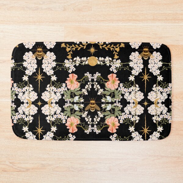 Item preview, Dark Academia Symmetrical Bee and Blossom Pattern designed and sold by Grin Katalina Floral Patterns & Cozy Art.