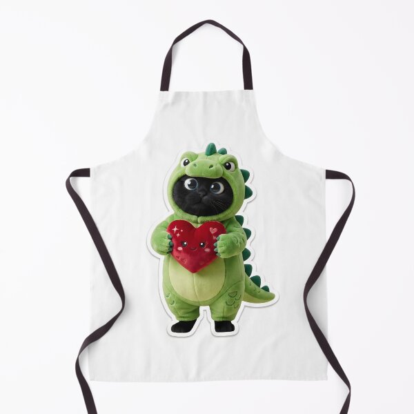 Item preview, Cute Black Cat in Dinosaur Onesie Holding Heart designed and sold by Produk Z.