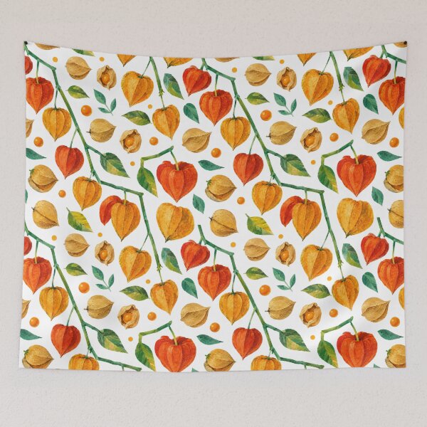 Item preview, Autumn Physalis Seamless Pattern, Colorful Cape Gooseberry Botanical Collage Print, Fall Nature Repeat Design designed and sold by SWSandraWechner.