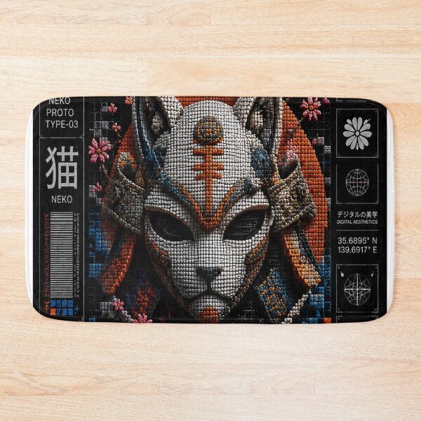 Item preview, Nekomiyaki Micro Mosaic 3D Cyber Kitsune designed and sold by JcAbstractArt.