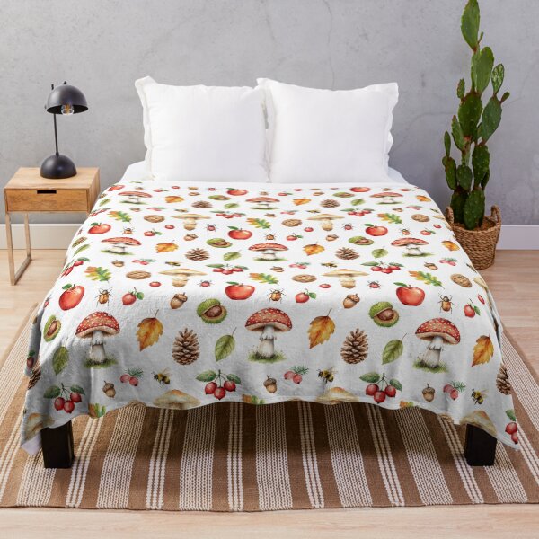 Item preview, Autumn Forest Watercolor Pattern | Mushrooms, Apples & Cozy Nature designed and sold by HelgaCraftery.