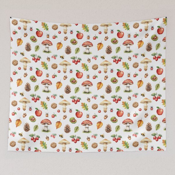Item preview, Autumn Forest Watercolor Pattern | Mushrooms, Apples & Cozy Nature designed and sold by HelgaCraftery.