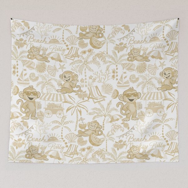 Item preview, Chilling Monkey - Monochrome  Golden Beige designed and sold by Fabricatemyart.