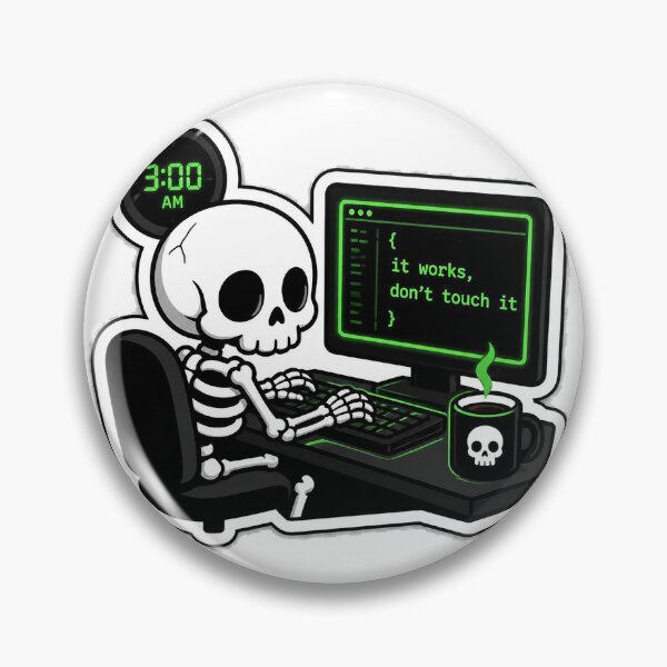 Item preview, It Works Don't Touch It - Funny Late Night Coder Skeleton Shirt designed and sold by Geek Tracy Shop.