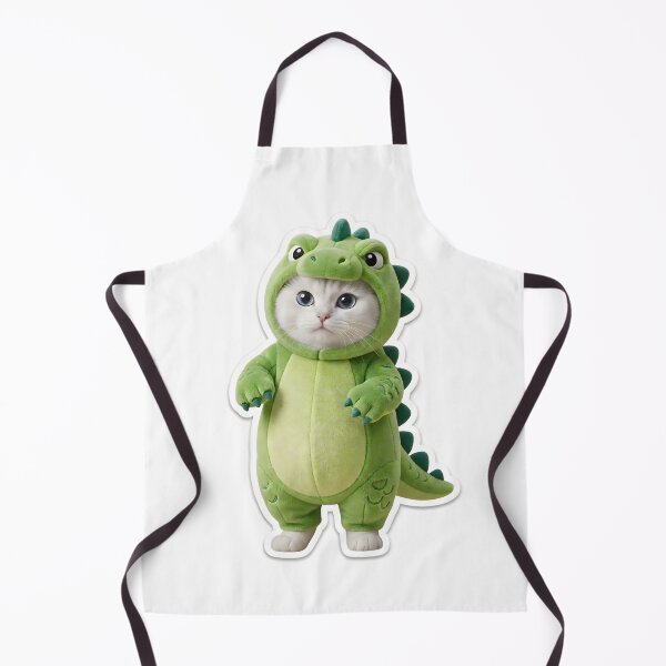 Item preview, Cute White Cat in Green Dinosaur Onesie Costume designed and sold by Produk Z.