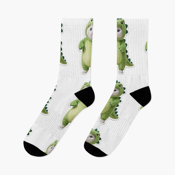 Item preview, Cute White Cat in Green Dinosaur Onesie Costume designed and sold by Produk Z.