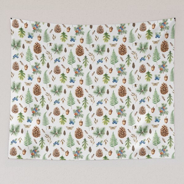 Item preview, Forest Botanical Watercolor Pattern | Pinecones, Ferns & Woodland Nature designed and sold by HelgaCraftery.