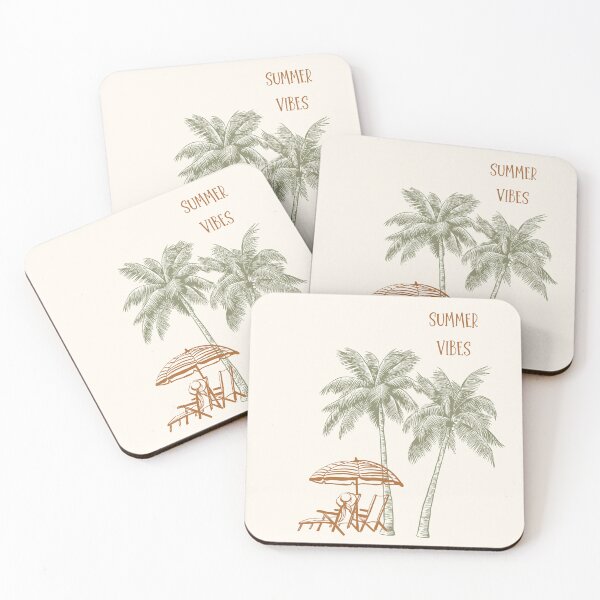 Item preview, ​Retro Summer Vibes Palm Trees and Beach Chair Illustration designed and sold by HBBS DESIGNS.