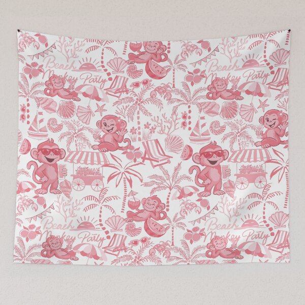 Item preview, Chilling Monkey - Monochrome Blush Red designed and sold by Fabricatemyart.