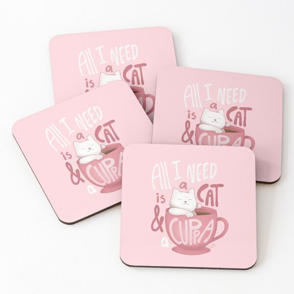 Item preview, A Cat and A Cuppa - Pink designed and sold by sagm.