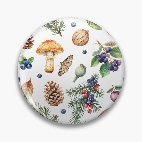 Item preview, Autumn Forest Watercolor Pattern | Pinecones, Mushrooms & Berries designed and sold by HelgaCraftery.