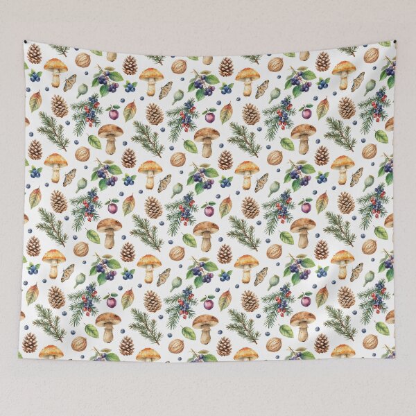 Item preview, Autumn Forest Watercolor Pattern | Pinecones, Mushrooms & Berries designed and sold by HelgaCraftery.
