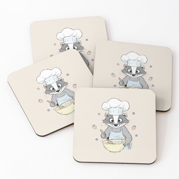 Item preview, Cute Chef Badger Baking Animal Cottagecore Art designed and sold by Cipher & Soul.
