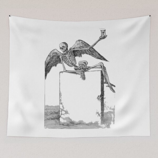 Item preview, Winged Skeleton Holding A Goblet Illustration designed and sold by DailyDoodlesBySumbul.