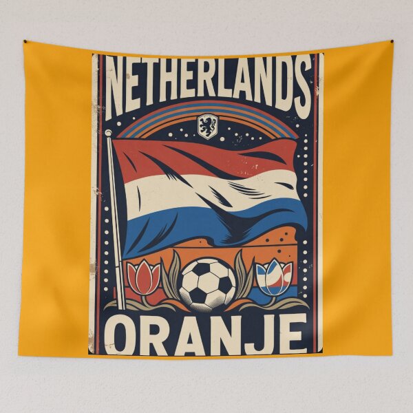 Item preview, Netherlands Oranje Retro Soccer Poster | Vintage World Cup Football Art designed and sold by Nexus Space.