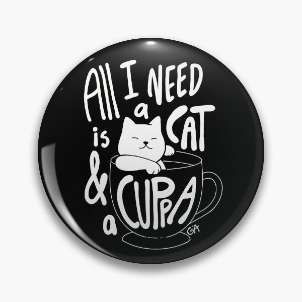 Item preview, Copy of A Cat and A Cuppa - White on Black designed and sold by sagm.